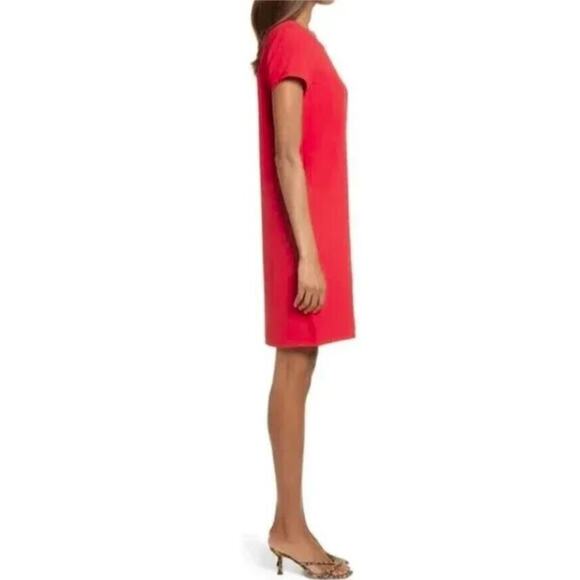 Chelsea28 Women's Short Sleeve Crepe Shift Dress in Red Chinoise Small MSRP $89 - Picture 2 of 4
